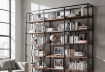 ספריה מברזל לסלון ספריה מברזל לסלון