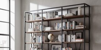 ספריה מברזל לסלון ספריה מברזל לסלון