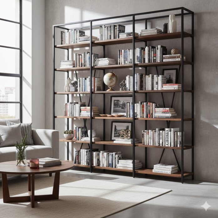 ספריה מברזל לסלון